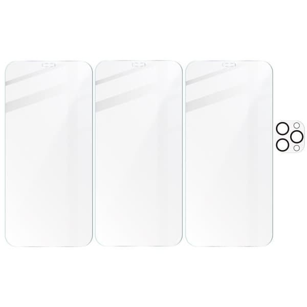 3x Lasi + Kameralasi BIZON Clear 2 Pakkaus iPhone 12 Prolle