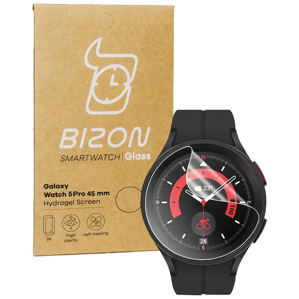 Bizon Glass Watch Hydrogel Skärmskydd för Galaxy Watch 5 Pro 45mm, 2 stycken