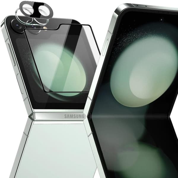 Kameraglas + Eksternt Skærmglas Bizon Glass-linse til Galaxy Z Flip6, 2 sæt