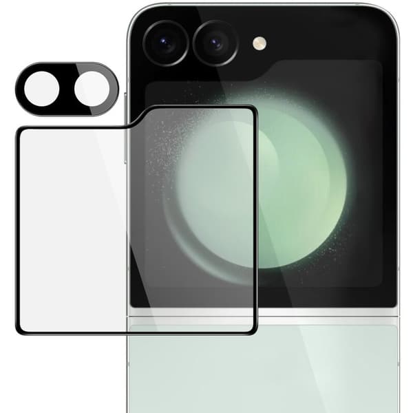 Kameraglas + Eksternt Skærmglas Bizon Glass-linse til Galaxy Z Flip6, 2 sæt