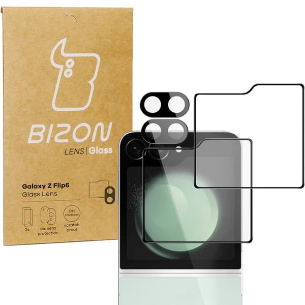 Kameraglas + Eksternt Skærmglas Bizon Glass-linse til Galaxy Z Flip6, 2 sæt