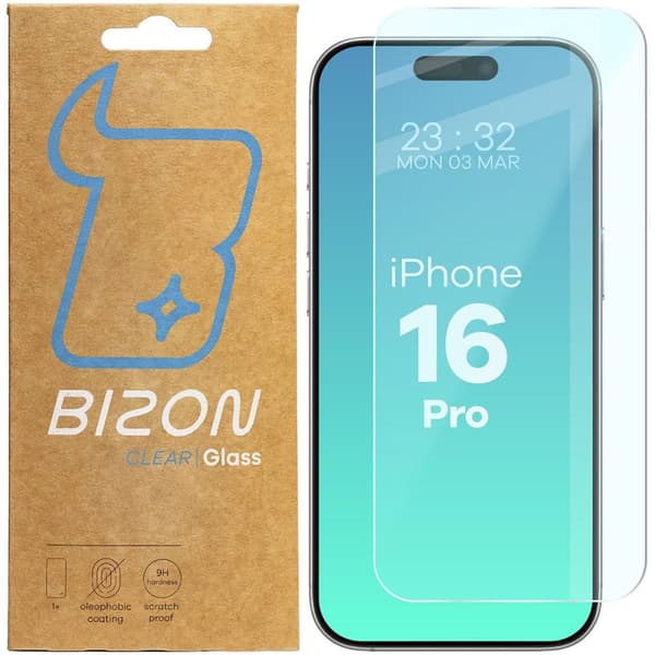 Bizon Glass Clear 2 härdat glas för iPhone 16 Pro