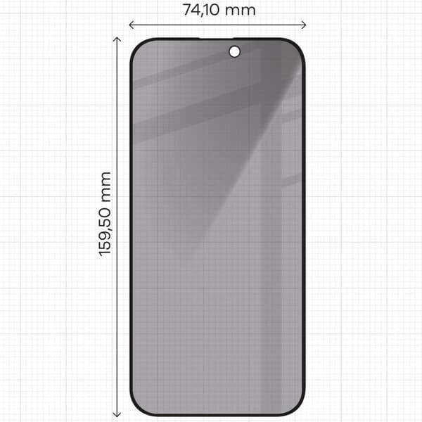 Bizon Glass Edge Shadow Privacy -karkaistusta panssarilasista iPhone 16 Pro Maxille, savunharmaa ja mustalla kehyksellä