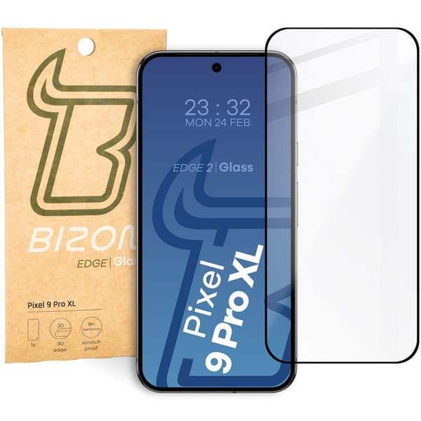 Bizon Glass Edge 2 Härdat Glas för Google Pixel 9 Pro XL, Svart Ram