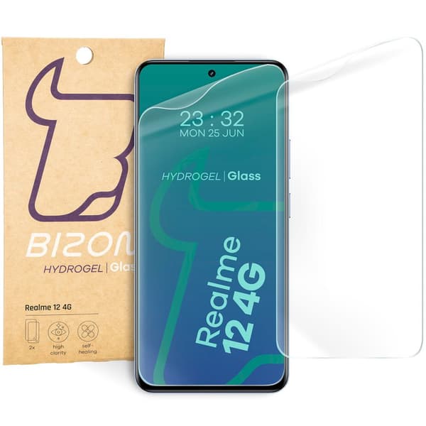 Bizon Lasinen Hydrogeeli Näytönsuoja Realme 12 4G:lle, 2 kpl