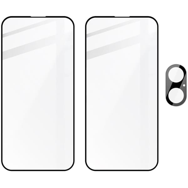x lasi + kameralasi Bizon Edge 2 pakkaus iPhone 16 Plussalle