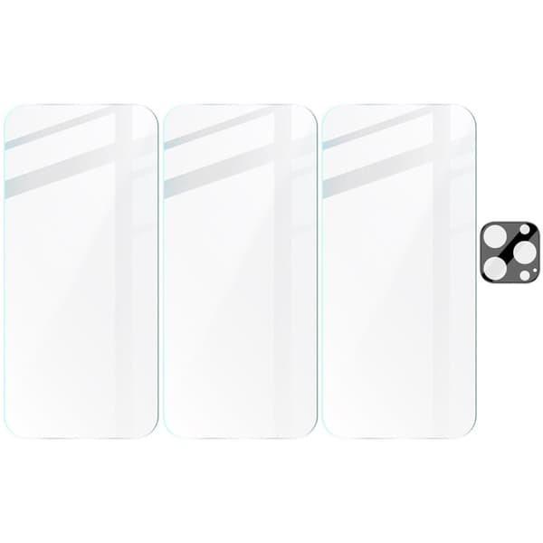 3x Härdat glas + Kameraglas Bizon Clear 2-pack för iPhone 16 Pro