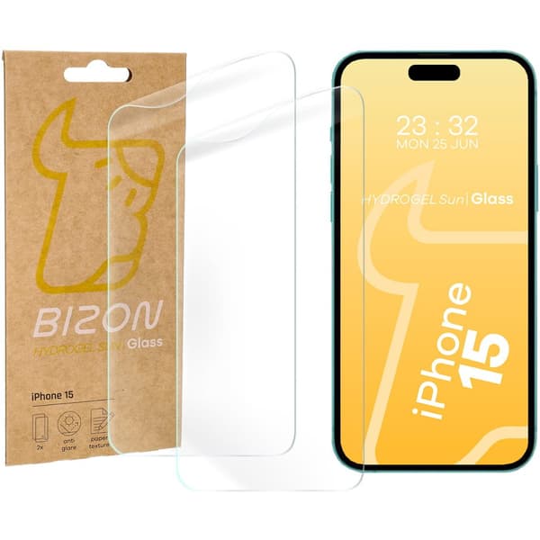 Bizon Glass Film Sun Matte Film för iPhone 15, 2 stycken