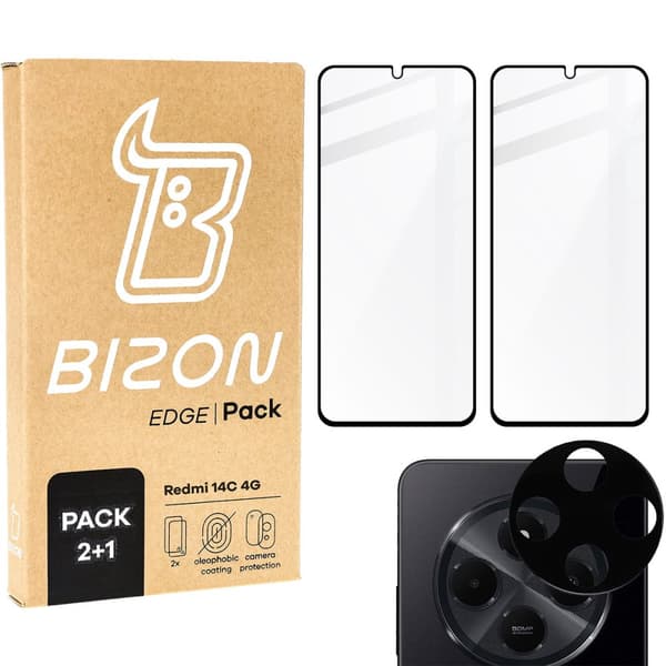 2x Glas + Kameraglas Bizon Edge 2-pak til Xiaomi Redmi 14C 4G