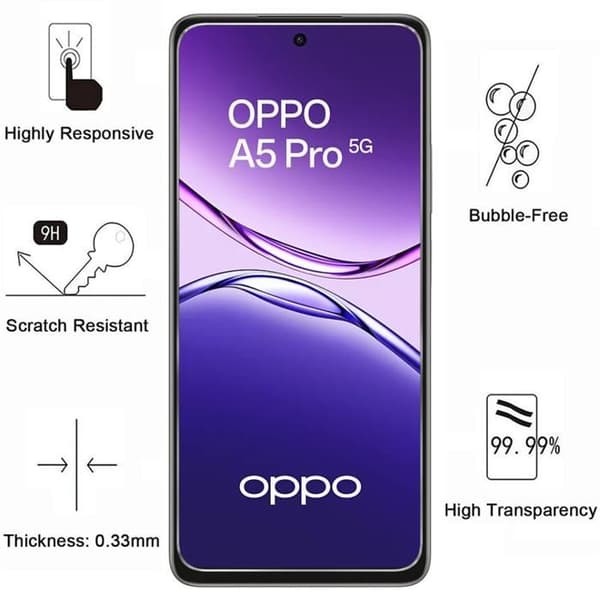 Härdat glas - Phonillico® - Oppo A5 Pro 5G - Paket om 4 - Repellerande - Skärmskydd