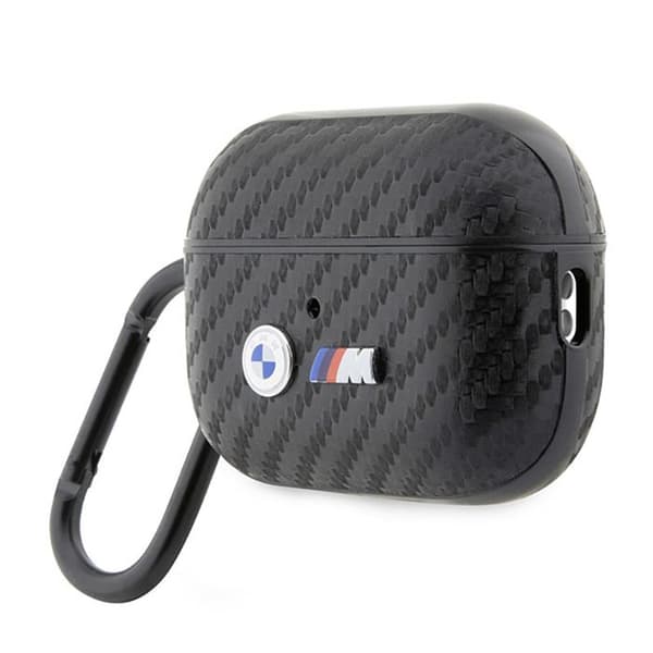 Fodral till AirPods Pro 2 - BMW - Carbon Double Metal Logo - Svart - Reptålig - TPU