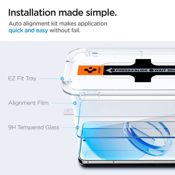 Härdat glas - Spigen - Glas.TR EZ Fit - 2 st - 0,2 mm - 9H Hårdhet - Transparent