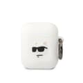 Miniatyrbild 1 av 3: Silikonskal - Karl Lagerfeld - Choupette 3D - AirPods 1/2 gen - Vit - Avtagbar klämma