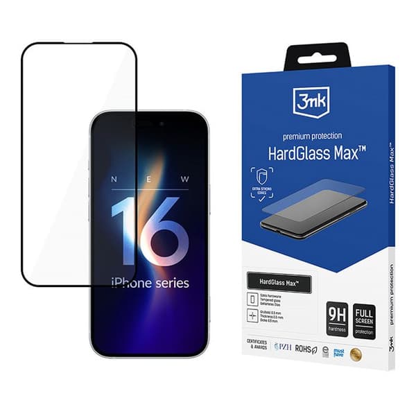 Härdat glas för iPhone 16 Pro (svart) 3mk HardGlass Max