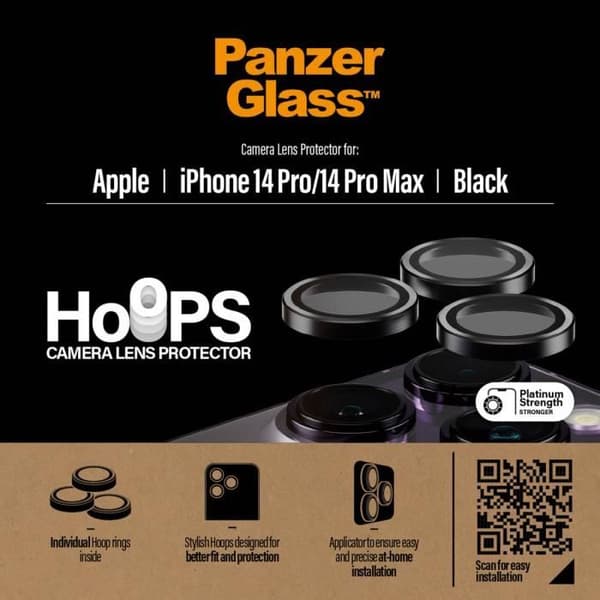 Skärmskydd - PanzerGlass - Hoop Optic Rings - iPhone 14 Pro/Pro Max - Härdat glas - Transparent