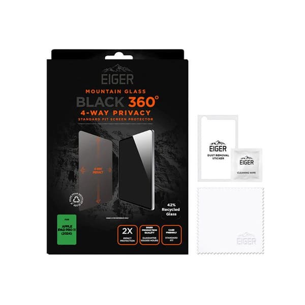 Skydd Härdat Glas ASAHI 2.5D Integritet 360 Grader för iPad Pro 11" Eiger Transparent