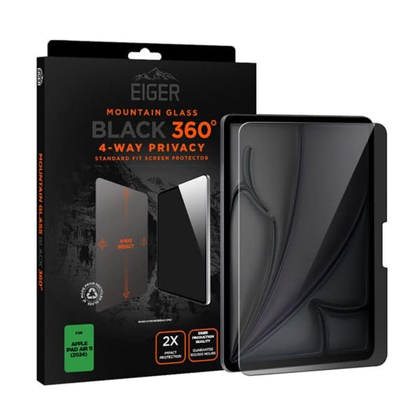 Skyddande härdat glas ASAHI 2.5D Integritet 360 grader för iPad Air 11" Eiger Transparent