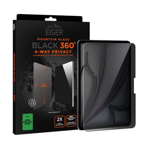 Skydd i härdat glas ASAHI 2.5D Integritet 360 grader för iPad Air 13" Eiger Transparent