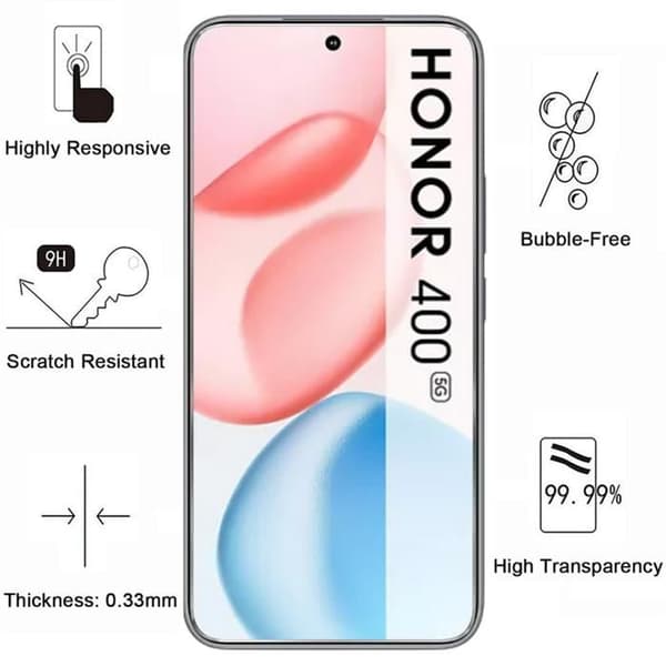 Härdat glas för Honor 400 5G [Paket 2] Skyddande skärmskydd Phonillico®