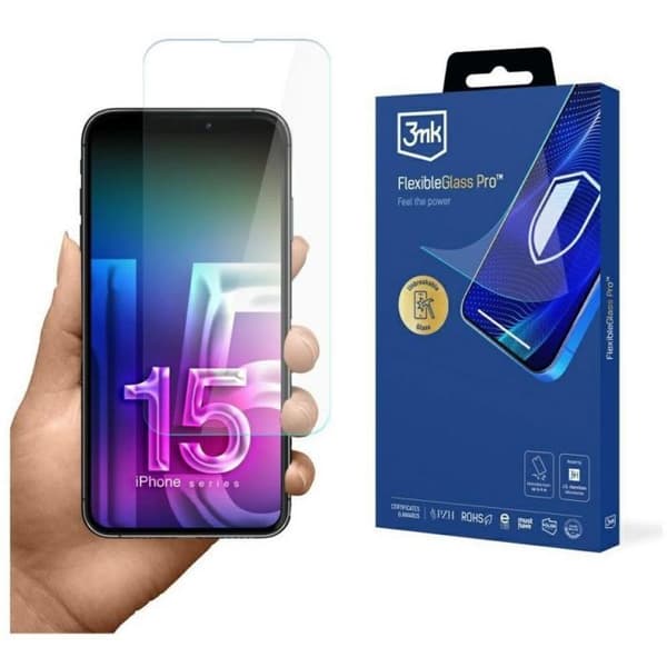 Skyddande skärmskydd 3mk Hybridglas FlexibleGlass Pro v2.0 för Apple iPhone 15 Pro