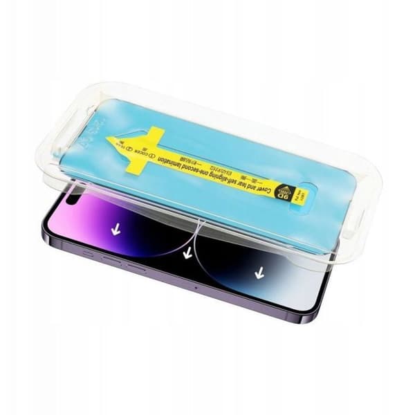 Oem Härdat glas 5D Full Glue för iPhone 16 Pro Max svart + applicator