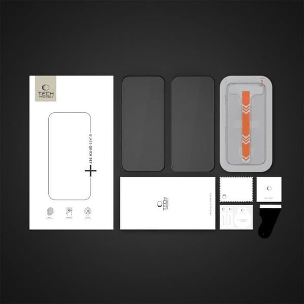 Tech-protect Härdat glas Quick Set+, 2-pack, iPhone 16 Pro, svart