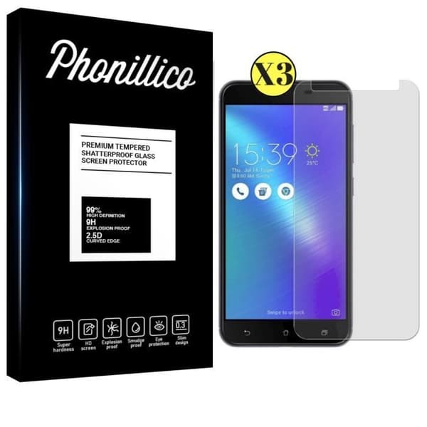 Verre Trempe Asus Zenfone 3 MAX PLUS ZC553KL - [Pack 3] Film Vitre Skydd av Ultratåligt Ekran [Phonillico®]