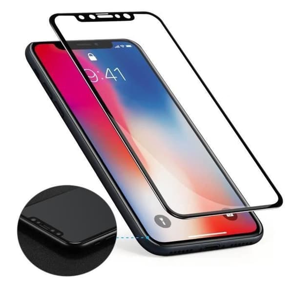 [Kompatibel Apple iPhone XR] Härdat glas med svart kant 100% hel skyddande skärmskydd film Ultra hållbar [Phonillico®]
