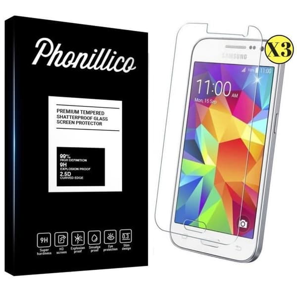 Härdat glas för Samsung Galaxy CORE PRIME - [Pack 3] Ultra hållbart skärmskydd [Phonillico®]