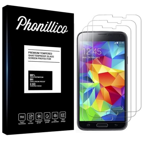 Härdat Glas för Samsung Galaxy S5 MINI - [Pack 3] Ultra Resistenta Skärmskydd Film [Phonillico®]