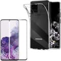 Miniatyrbild 1 av 4: Coque för Samsung Galaxy S20 ULTRA + Härdat Glas Svart Kant - Skydd i Flexibelt Silikon Skärmskydd Phonillico®