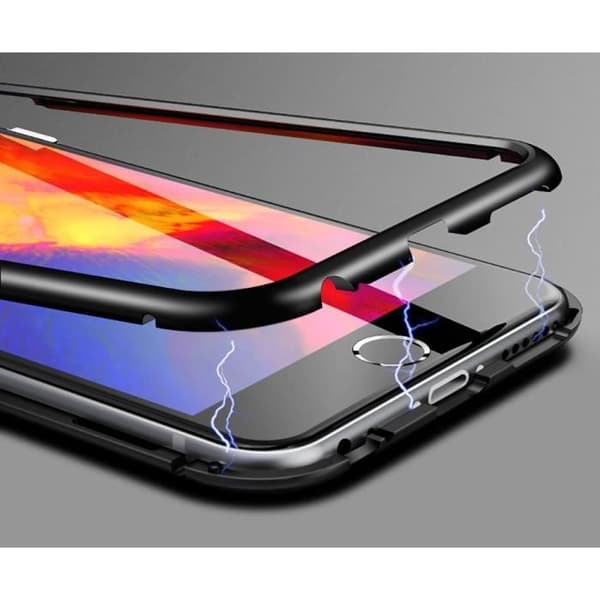 [Kompatibel med Apple iPhone 8] Magnetiskt Skal Svart Fodral 360 Helt i Härdat Glas Skydd Film Skärm [Phonillico®]