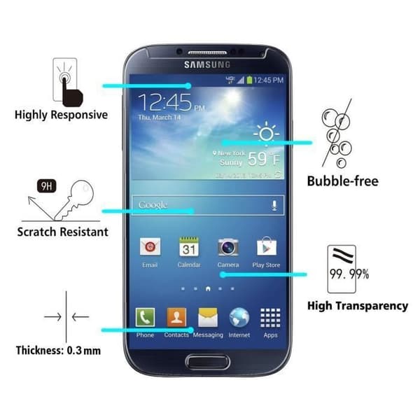 Härdat Glas för Samsung Galaxy S4 - [Paket 3] Ultra Resistenta Skärmskydd Film [Phonillico®]