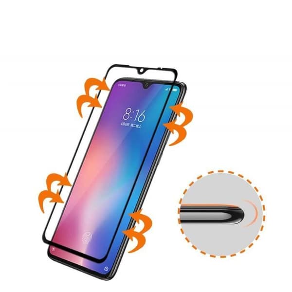 Verre Härdat Xiaomi Mi 9 - Film Svart Hel Båge Skyddsglas Skärm Resistant [Phonillico®]