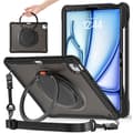Pikkukuva 1 / 5: SKALO iPad Air 13 (2024) Erittäin Iskunkestävä Armor-rengas Olkahihnalla Suojakuori - Musta