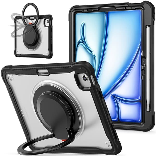 SKALO iPad Air 11 (2024) Extra Stöttåligt Armor Ring Skal - Transparent