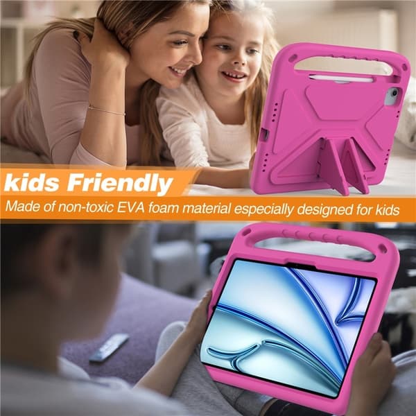 SKALO iPad Air 11 (2024) Lasten suojakotelo, jossa on kahva ja jalusta - Pinkki