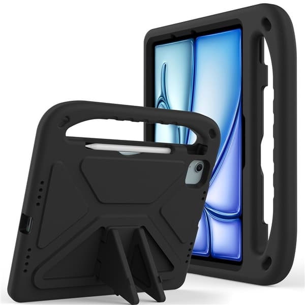 SKALO iPad Air 11 (2024) Lasten suojakotelo, jossa on kahva ja jalusta - Musta