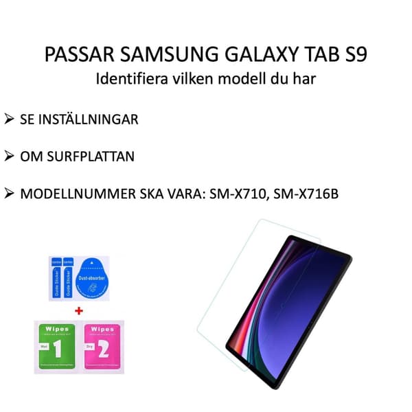 Samsung Galaxy Tab S9 skärmskydd härdat glas 9H