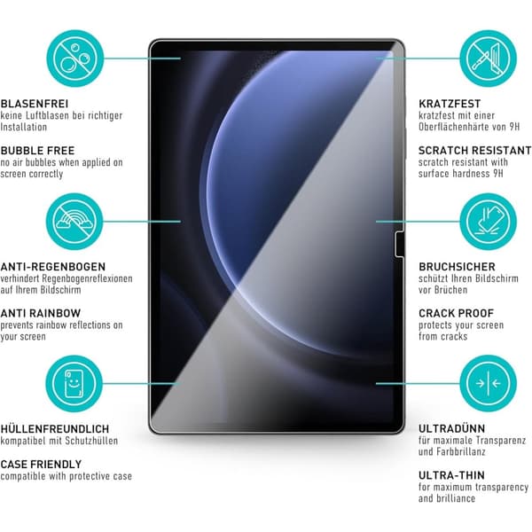 Samsung Galaxy Tab S9 FE+ Plus skärmskydd härdat glas 9H