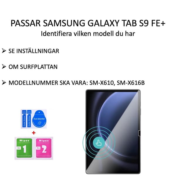 Samsung Galaxy Tab S9 FE+ Plus skärmskydd härdat glas 9H