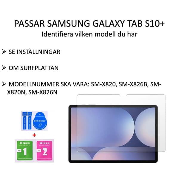 Samsung Galaxy Tab S10+ Plus skärmskydd härdat glas 9H
