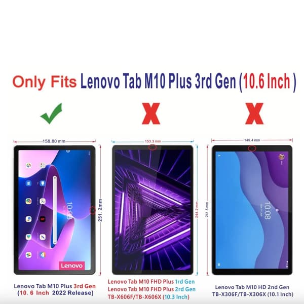 Lenovo Tab M10 Plus gen 3 10,6"skärmskydd härdat glas 9H