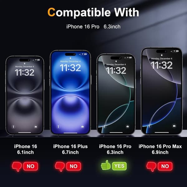 2-Pack iPhone 16 Pro Skärmskydd Härdat Glas Premium