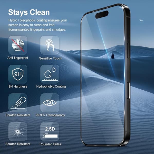 2-Pack iPhone 16 Pro Skärmskydd Härdat Glas Premium