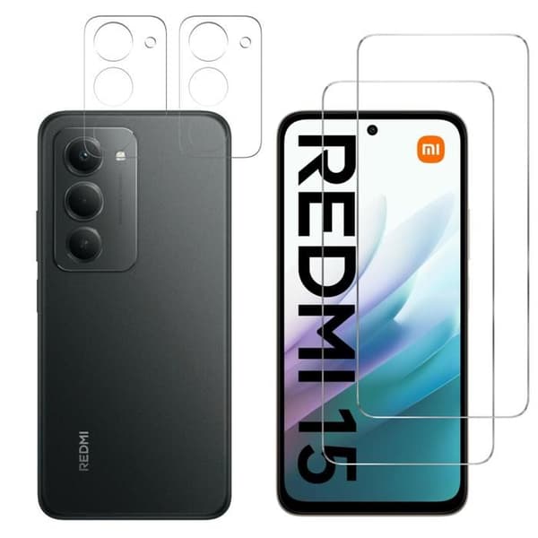Härdat glas för Xiaomi Redmi 15 och kameraskydd [Pack 2] Skyddsglas Phonillico®