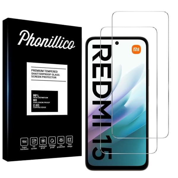 Härdat glas för Xiaomi Redmi 15 [Pack 2] Skärm skydd folie Phonillico®