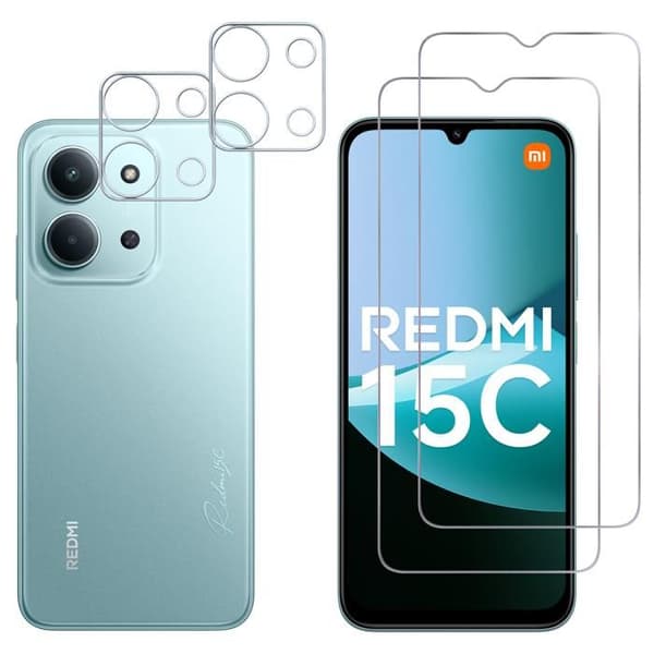 Härdat glas för Xiaomi Redmi 15C 4G och kameraskydd [Pack 2] skyddsfilm Phonillico®