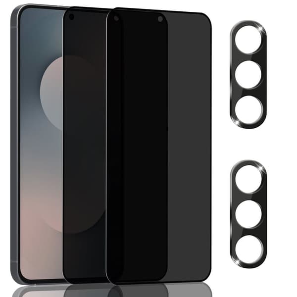 2-Pack Samsung S25 FE Privacy Skärmskydd & 2-Pack linsskydd - Härdat Glas 9H - Super kvalitet 3D