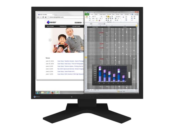 EIZO FlexScan S1934H - LED-skjerm - 19" - 1280 x 1024 - IPS - 250 cd/m² - 1000:1 - 14 ms - DVI-D, VGA, DisplayPort - høyttalere - svart